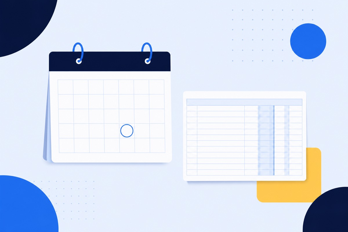A calendar page with a circled close date next to a tidy ledger card